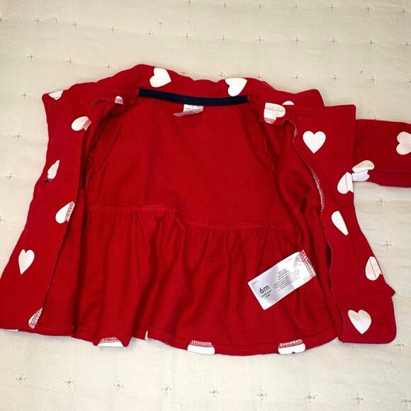 Carter's Jersey Knit Double Breasted Peplum Jacket Baby Girl 6M Red White Hearts - Picture 5 of 8